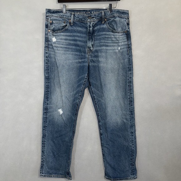 American Eagle Outfitters Other - American Eagle Jeans Straight Blue Distressed Stretch Men's (Fits 38x29)